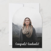 Modern zwart wit minimalistisch 5 foto afstuderen kaart (Achterkant)