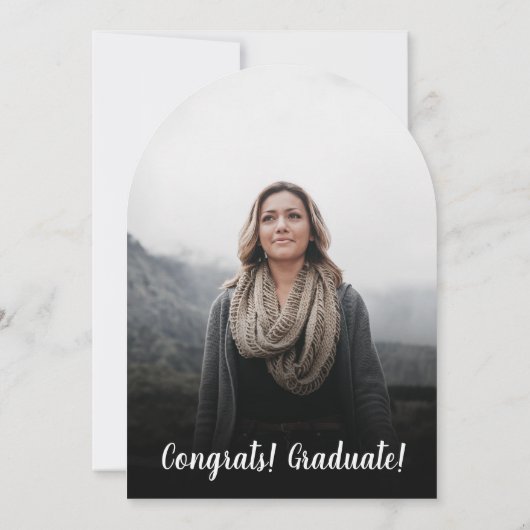 Modern zwart wit minimalistisch 5 foto afstuderen kaart (Achterkant)