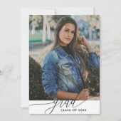 Modern zwart-wit minimalistisch Afstuderen met 4 f Kaart (Voorkant)