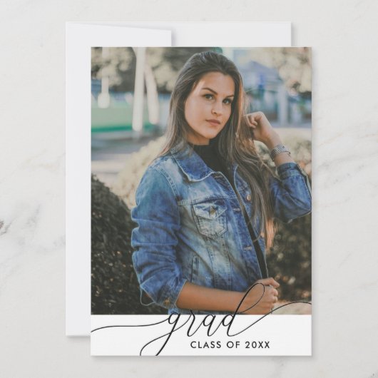 Modern zwart-wit minimalistisch Afstuderen met 4 f Kaart (Voorkant)