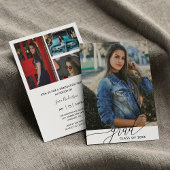 Modern zwart-wit minimalistisch Afstuderen met 4 f Kaart