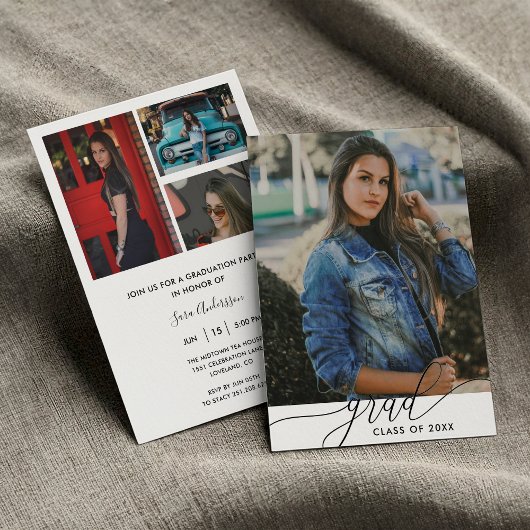 Modern zwart-wit minimalistisch Afstuderen met 4 f Kaart