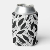 Modern zwart-wit minimalistisch bladpatroon blikjeskoeler (Blikje Voorkant)