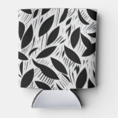 Modern zwart-wit minimalistisch bladpatroon blikjeskoeler (Voorkant)