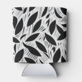 Modern zwart-wit minimalistisch bladpatroon blikjeskoeler (Achterkant)