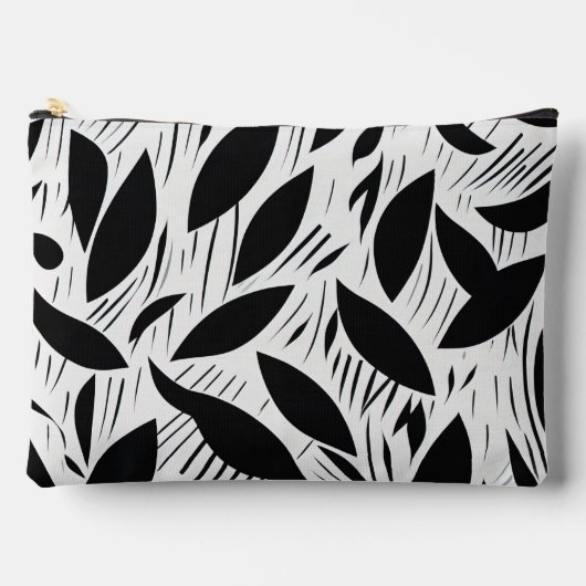 Modern zwart-wit minimalistisch bladpatroon etui (Voorkant)
