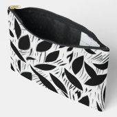 Modern zwart-wit minimalistisch bladpatroon etui (Open)