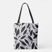 Modern zwart-wit minimalistisch bladpatroon tote bag (Achterkant)