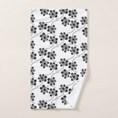 Modern zwart-wit minimalistisch bloempatroon bad handdoek (Handdoek)
