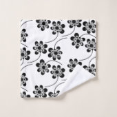 Modern zwart-wit minimalistisch bloempatroon bad handdoek (Wasdoekje)