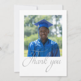 Modern zwart-wit minimalistisch fotoAfstuderen Bedankkaart