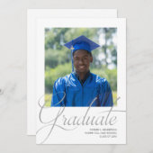 Modern zwart-wit minimalistisch fotoAfstuderen Kaart (Voorkant / Achterkant)