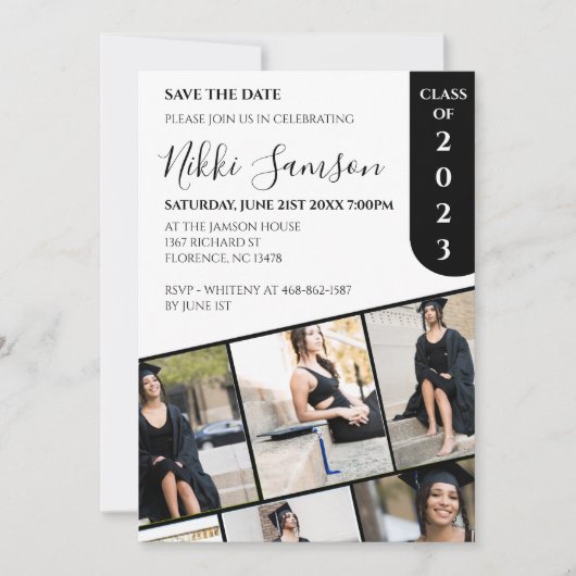 Modern zwart-wit, minimalistisch fotoafstuderen kaart (Voorkant)