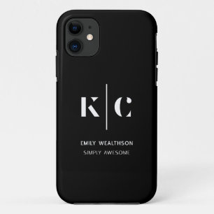 Modern zwart-wit minimalistisch monogram Case-Mate iPhone case