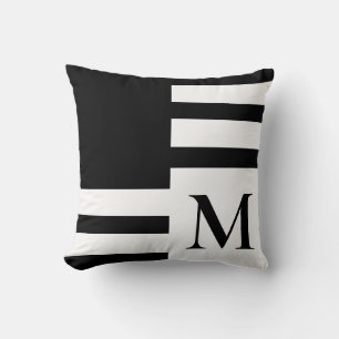 Modern zwart-wit minimalistisch monogram kussen