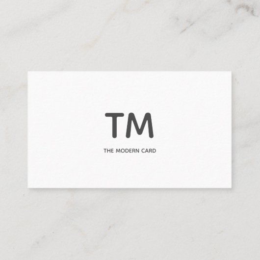 Modern zwart-wit minimalistisch monogram visitekaartje (Achterkant)