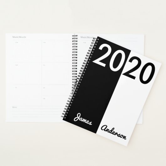 Modern zwart-wit minimalistisch ontwerp planner (Display)
