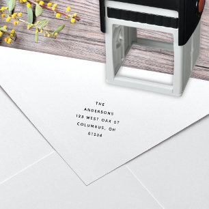 Modern zwart-wit minimalistisch retouradres  zelfinktende stempel