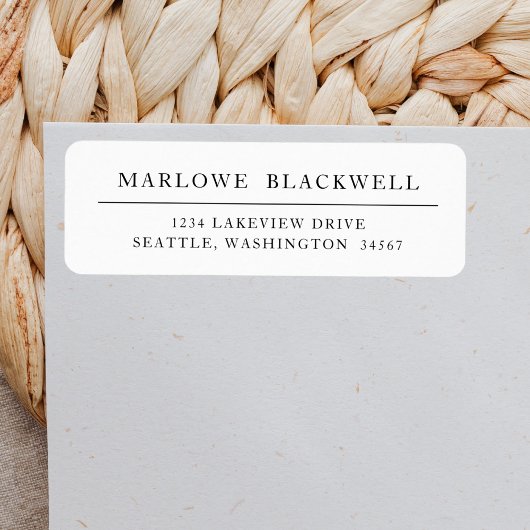 Modern zwart-wit minimalistisch retouradreslabel etiket