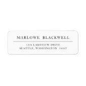 Modern zwart-wit minimalistisch retouradreslabel etiket (Voorkant)