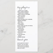 Modern zwart-wit minimalistisch script bruiloft programmakaart (Achterkant)