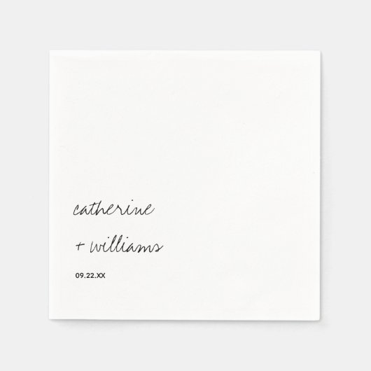 Modern zwart-wit minimalistisch script bruiloft servet (Voorkant)