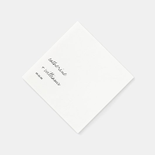Modern zwart-wit minimalistisch script bruiloft servet (Hoek)