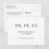 Modern zwart-wit minimalistisch sparen de Datum Aankondigingskaart (Voorkant / Achterkant)