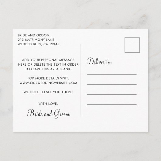 Modern zwart-wit minimalistisch sparen de Datum Aankondigingskaart (Achterkant)