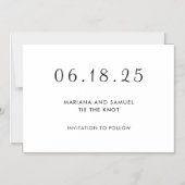 Modern zwart-wit minimalistisch sparen de Datum Magnetische Uitnodiging (Voorkant)