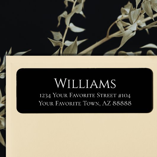 Modern zwart-wit minimalistisch terugkeeradres etiket