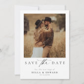Modern Zwart Wit Minimalistische foto bruiloft Save The Date (Voorkant)
