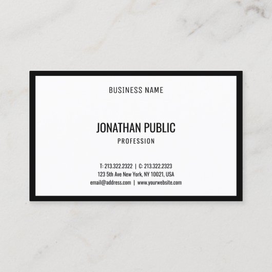 Modern Zwart Wit Minimalistische Sjabloon Eenvoudi Visitekaartje (Achterkant)