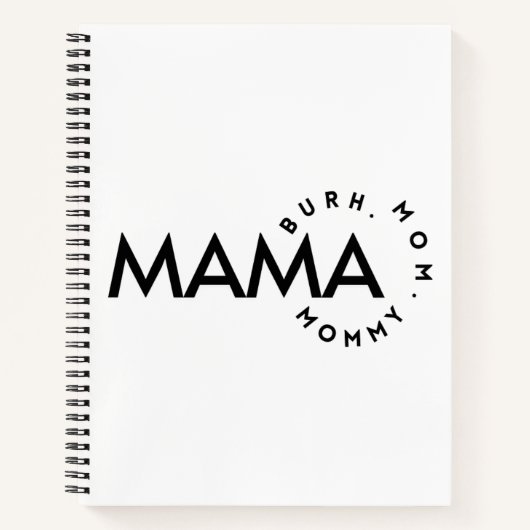 Modern zwart-wit moeder mama bruh Notitieboek (Voorkant)