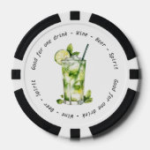 Modern Zwart Wit Mojito Drink Voucher Bruiloft Poker Chips (Voorkant)