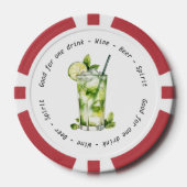 Modern Zwart Wit Mojito Drink Voucher Bruiloft Poker Chips (Voorkant)