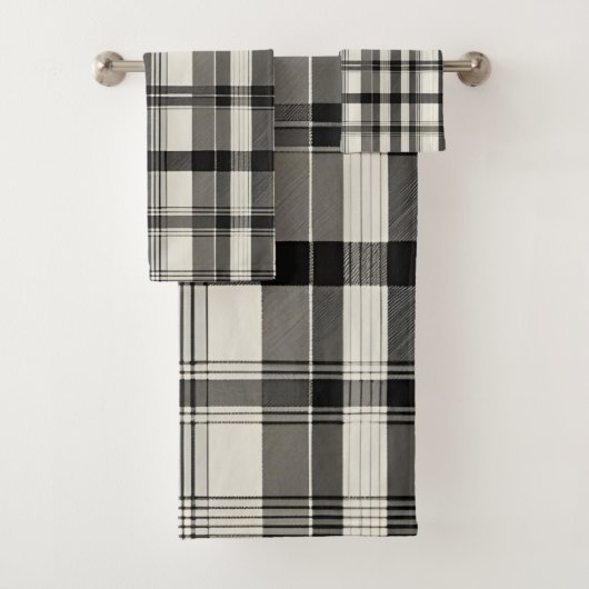 Modern zwart wit monochroom plakken bad handdoek (Insitu)