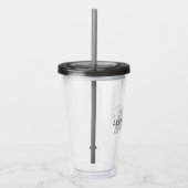 Modern zwart-wit monogram acryl drinkbeker (Rechts)