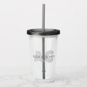 Modern zwart-wit monogram acryl drinkbeker (Voorkant)
