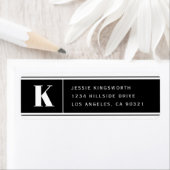 Modern zwart-wit monogram adres etiket (Insitu)