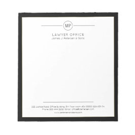 Modern zwart-wit monogram advocaat kantoor notitieblok