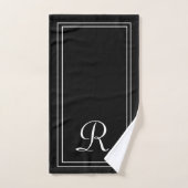 Modern zwart-wit monogram bad handdoek (Handdoek)
