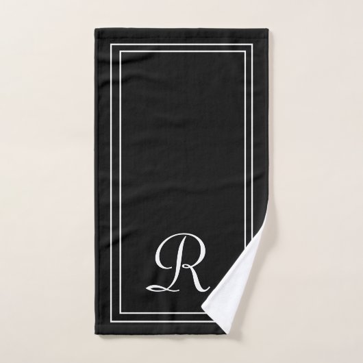 Modern zwart-wit monogram bad handdoek (Handdoek)