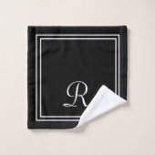 Modern zwart-wit monogram bad handdoek (Wasdoekje)