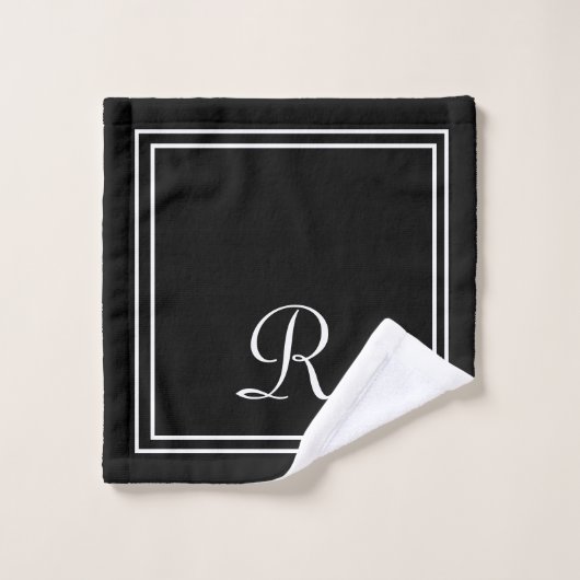 Modern zwart-wit monogram bad handdoek (Wasdoekje)