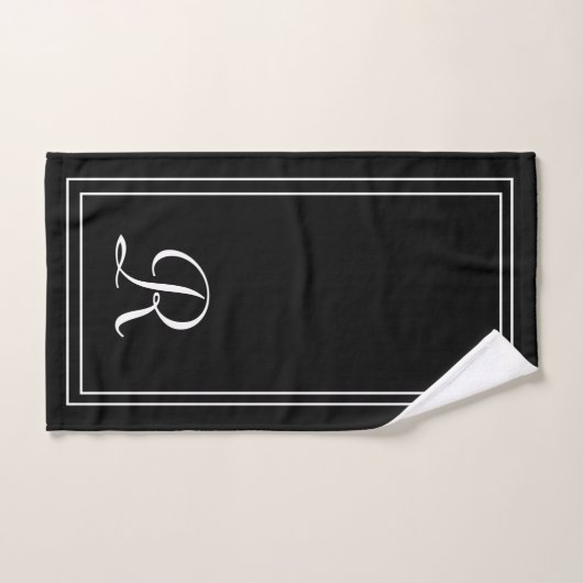 Modern zwart-wit monogram bad handdoek (Handdoek)