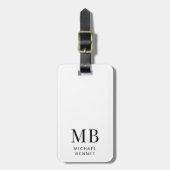 Modern zwart-wit monogram bagagelabel (Voorkant verticaal)