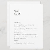 Modern Zwart-wit Monogram Bruiloft Menu (Voorkant / Achterkant)