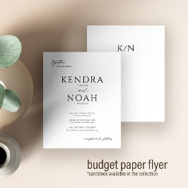 Modern zwart-wit monogram budget bruiloft flyer