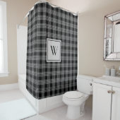 Modern zwart-wit monogram douchegordijn (In situ)